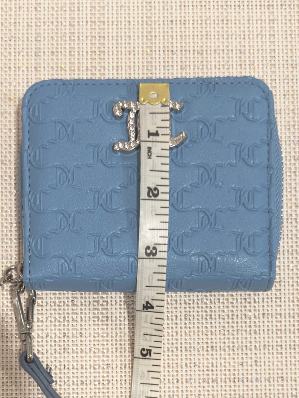 ✨🩵 Juicy Couture That Bling Blue Heritage Embossed Small Wristlet Wallet - Picture 14 of 15